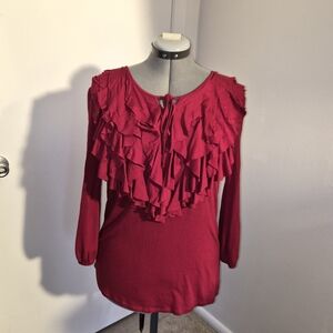 Fever Crimson Ruffle Blouse